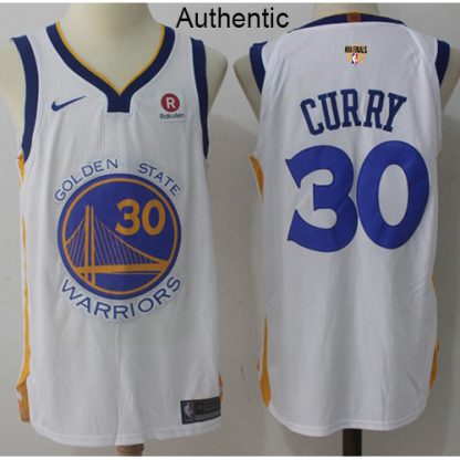 Nike Golden State Warriors #30 Stephen Curry White The Finals Patch NBA Authentic Association Edition Jersey