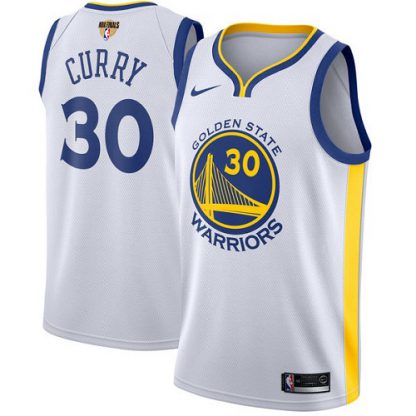 Nike Golden State Warriors #30 Stephen Curry White The Finals Patch NBA Swingman Association Edition Jersey