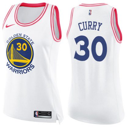 Nike Golden State Warriors #30 Stephen Curry White/Pink Women's NBA Swingman Fashion Jersey