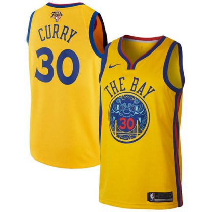 Nike Golden State Warriors #30 Stephen Curry Gold Women's 2022 NBA Finals Swingman City Edition Jersey