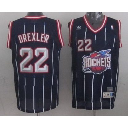 Houston Rockets #22 Clyde Drexler Navy Throwback Stitched NBA Jersey