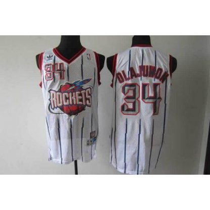 Houston Rockets #34 Hakeem Olajuwon White Throwback Stitched NBA Jersey