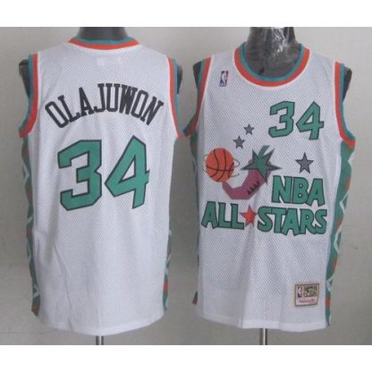 Mitchell And Ness Houston Rockets #34 Hakeem Olajuwon White 1996 All-Star Stitched NBA Jersey