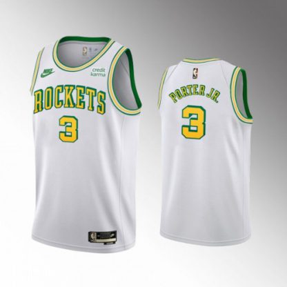 Nike Houston Rockets #3 Kevin Porter Jr. Men's White NBA 2022-23 Classic Edition Jersey