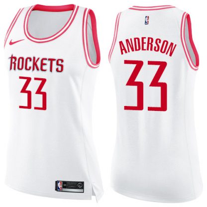 Nike Houston Rockets #33 Ryan Anderson White/Pink Women's NBA Swingman Fashion Jersey