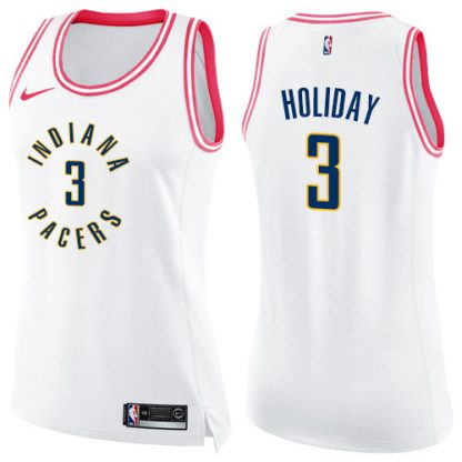 Nike Indiana Pacers #3 Aaron Holiday White/Pink Women's NBA Swingman Fashion Jersey