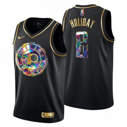 Indiana Indiana Pacers #8 Justin Holiday Men's Golden Edition Diamond Logo 2021/22 Swingman Jersey - Black