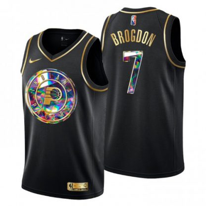Indiana Indiana Pacers #7 Malcolm Brogdon Men's Golden Edition Diamond Logo 2021/22 Swingman Jersey - Black
