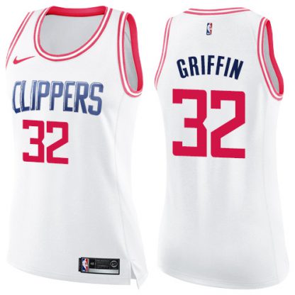 Nike Los Angeles Clippers #32 Blake Griffin White/Pink Women's NBA Swingman Fashion Jersey