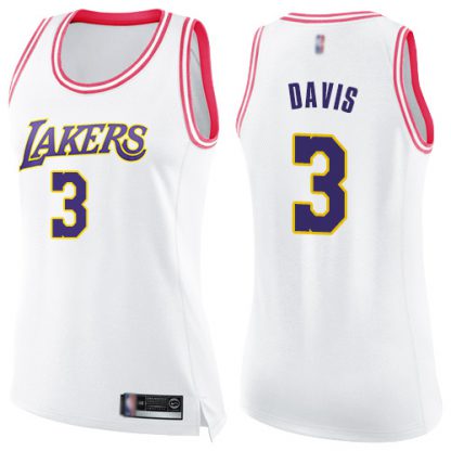 Nike Los Angeles Lakers #3 Anthony Davis White/Pink Women's NBA Swingman Fashion Jersey
