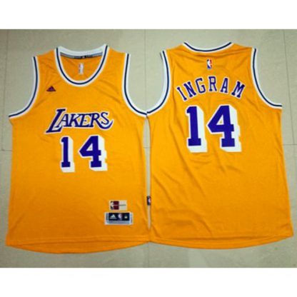 Los Angeles Lakers #14 Brandon Ingram Gold Throwback Stitched NBA Jersey