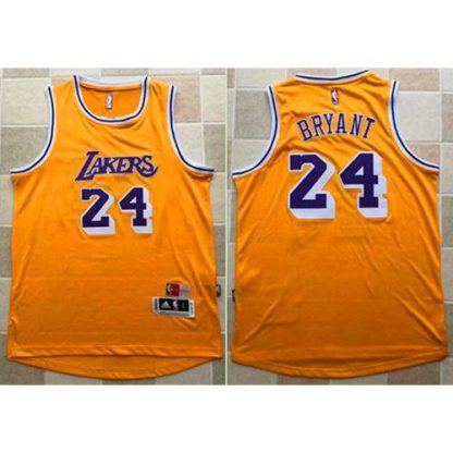 Mitchell and Ness Los Angeles Lakers #24 Kobe Bryant Yellow Stitched Throwback NBA Jersey