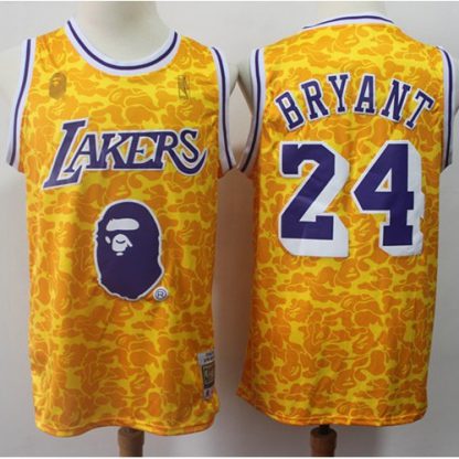 Mitchell And Ness 1996-97 A Bathing Ape Los Angeles Lakers #24 Kobe Bryant Gold Stitched NBA Jersey