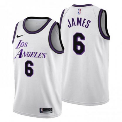 Nike Los Angeles Lakers #6 LeBron James Men's 2022-23 City Edition NBA Jersey - Cherry Blossom White
