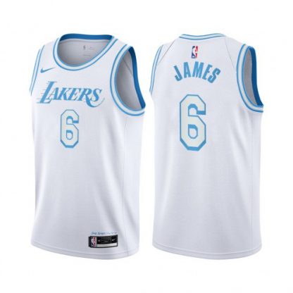 Nike Los Angeles Lakers #6 LeBron James White Women's NBA Swingman 2020-21 City Edition Jersey