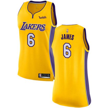 Nike Los Angeles Lakers #6 LeBron James Gold Women's NBA Swingman Icon Edition Jersey