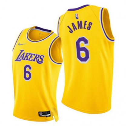 Nike Los Angeles Lakers #6 LeBron James Women's 2021-22 75th Diamond Anniversary NBA Jersey Gold