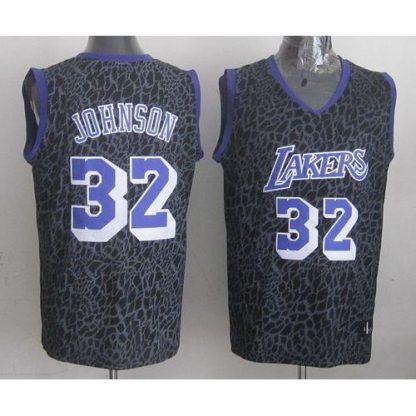 Los Angeles Lakers #32 Orlando Magic Johnson Purple Crazy Light Stitched NBA Jersey