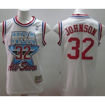 Mitchell And Ness Los Angeles Lakers #32 Orlando Magic Johnson White 1993 All-Star Stitched NBA Jersey