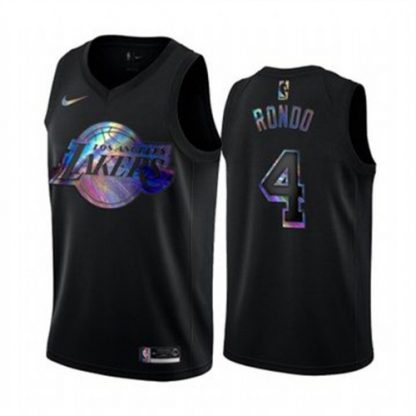 Nike Los Angeles Lakers #4 Rajon Rondo Youth Iridescent Holographic Collection NBA Jersey - Black
