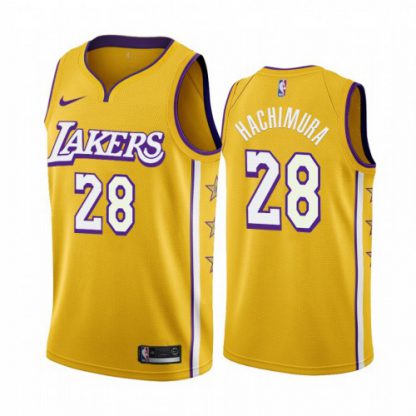 Nike Los Angeles Lakers #28 Rui Hachimura Men's Unveil 2019-20 City Edition Swingman NBA Jersey Yellow