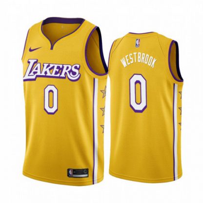 Nike Los Angeles Lakers #0 Russell Westbrook Men's Unveil 2019-20 City Edition Swingman NBA Jersey Yellow