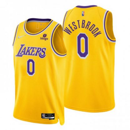 Nike Los Angeles Lakers #0 Russell Westbrook Gold Men's 2021-22 NBA 75th Anniversary Diamond Swingman Jersey - Icon Edition