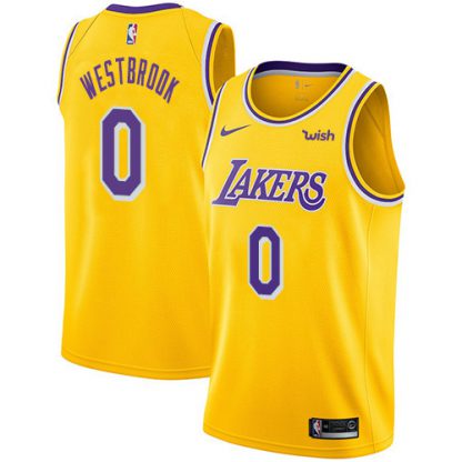Nike Los Angeles Lakers #0 Russell Westbrook Youth Gold NBA Swingman Icon Edition Jersey