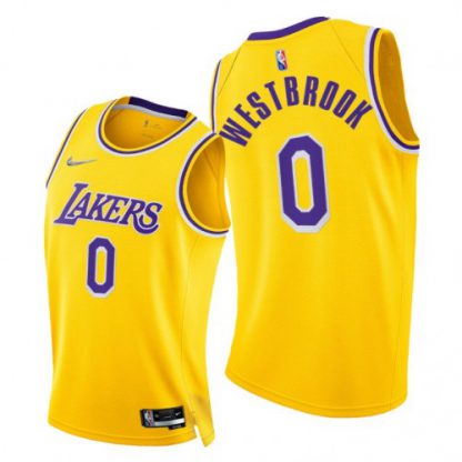 Nike Los Angeles Lakers #0 Russell Westbrook Youth 2021-22 75th Diamond Anniversary NBA Jersey Gold