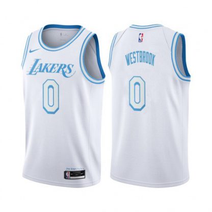 Nike Los Angeles Lakers #0 Russell Westbrook Women's White NBA Swingman 2020-21 City Edition Jersey