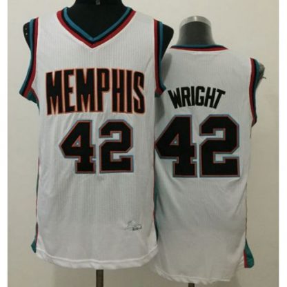 Memphis Grizzlies #42 Lorenzen Wright White Throwback Stitched NBA Jersey