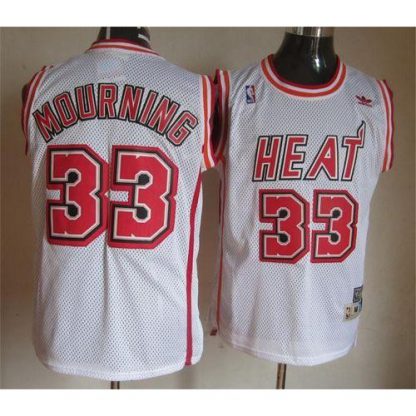Miami Heat #33 Alonzo Mourning White Throwback Stitched NBA Jersey