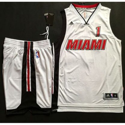 Miami Heat #1 Chris Bosh White Throwback A Set Stitched NBA Jersey