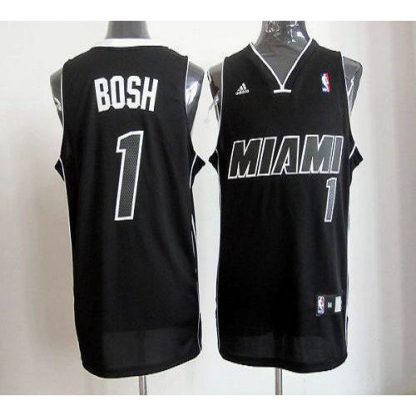 Revolution 30 Miami Heat #1 Chris Bosh Black/White Stitched NBA Jersey