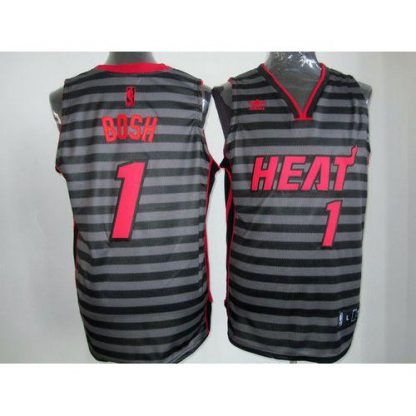 Miami Heat #1 Chris Bosh Black/Grey Groove Stitched NBA Jersey