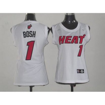 Miami Heat #1 Chris Bosh White Fashion Women's Stitched NBA Jersey