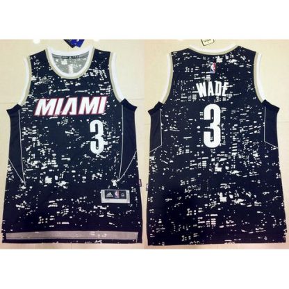 Miami Heat #3 Dwyane Wade Black City Light Stitched NBA Jersey