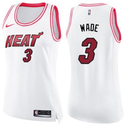 Nike Miami Heat #3 Dwyane Wade White/Pink Women's NBA Swingman Fashion Jersey