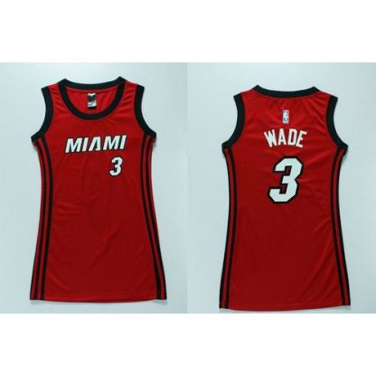 Miami Heat #3 Dwyane Wade Red Dress Women's Stitched NBA Jersey