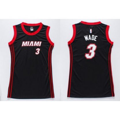 Miami Heat #3 Dwyane Wade Black Dress Women's Stitched NBA Jersey
