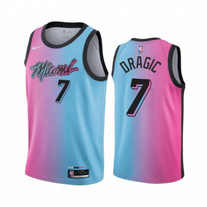 Nike Miami Heat #7 Goran Dragic Blue Pink NBA Swingman 2020-21 City Edition Jersey