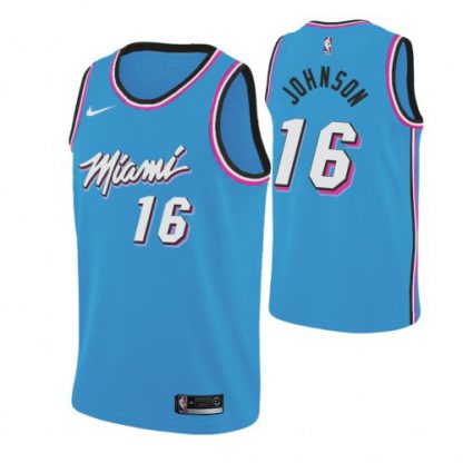 Nike Miami Heat #16 James Johnson 2019-20 Men's Blue Miami City Edition NBA Jersey