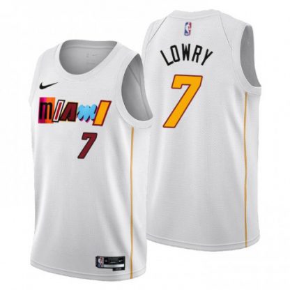 Nike Miami Heat #7 Kyle Lowry Men's 2022-23 City Edition NBA Jersey - Cherry Blossom White