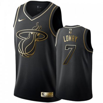 Nike Miami Heat #7 Kyle Lowry Youth Black Golden Edition Swingman NBA Jersey