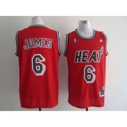 Miami Heat #6 LeBron James Red Hardwood Classics Nights Stitched NBA Jersey