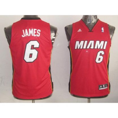 Miami Heat #6 LeBron James Red Stitched Youth NBA Jersey