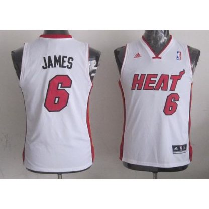 Miami Heat #6 LeBron James White Stitched Youth NBA Jersey