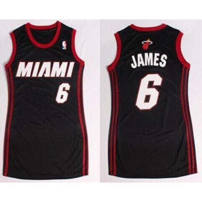 Miami Heat #6 LeBron James Black Dress Women's Stitched NBA Jersey
