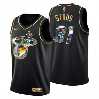 Miami Miami Heat #31 Max Strus Men's Golden Edition Diamond Logo 2021/22 Swingman Jersey - Black