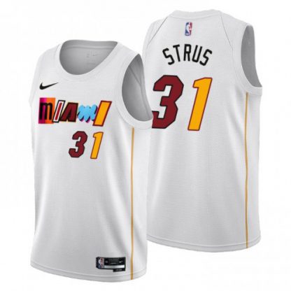 Nike Miami Heat #31 Max Strus Men's 2022-23 City Edition NBA Jersey - Cherry Blossom White